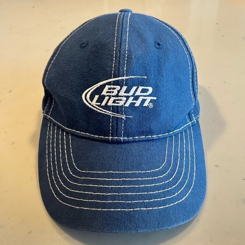 Navy Blue Bud Light Blue Adjustable Trucker Hat OS